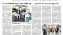 Artikel aus den Zeitungen des "sh:z" zum Umzug der Süderbraruper Tafel